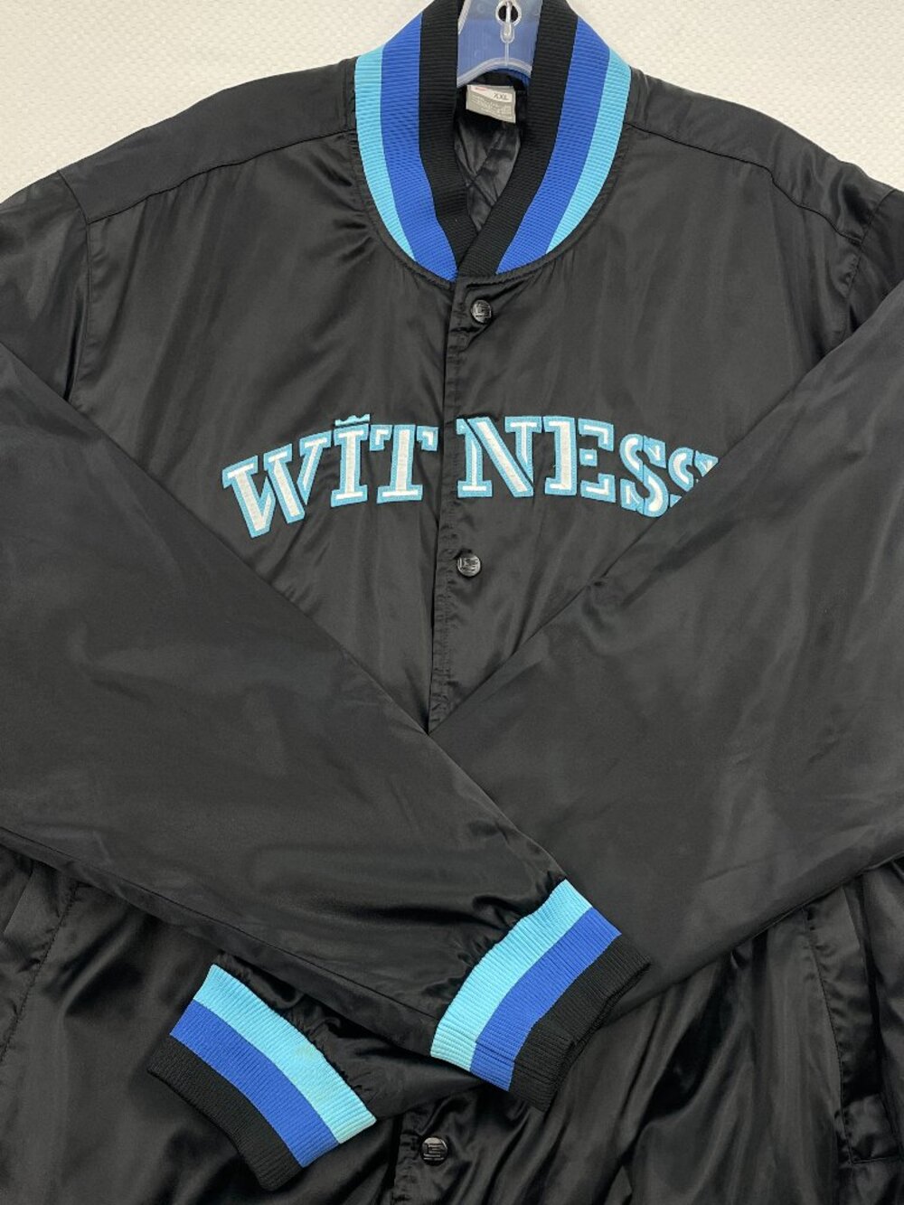 Nike LeBron Witness Satin Black Blue Bomber Jacket Men XXL Vintage Basketball